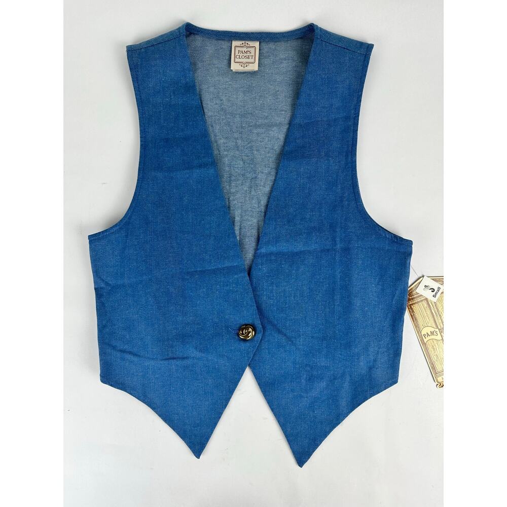 Vintage 90s Y2K Pam's Closet Cotton Denim Vest Western Boho Small Americana USA
